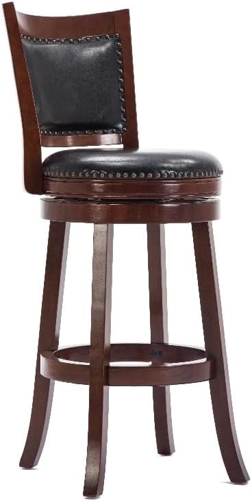 29" Mid-Century Faux Leather Swivel Stool U979104