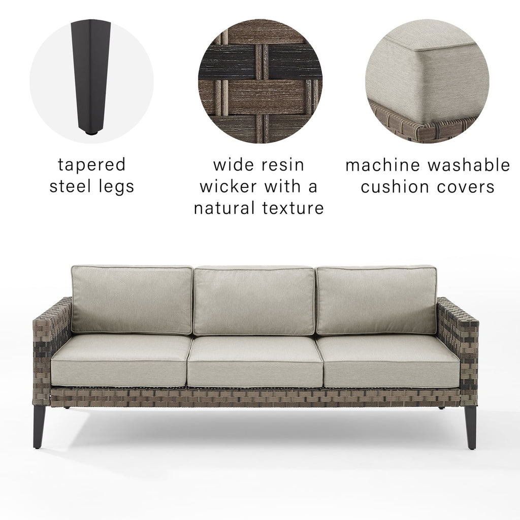 Modern Wicker Outdoor Sofa in Taupe/Brown S9791