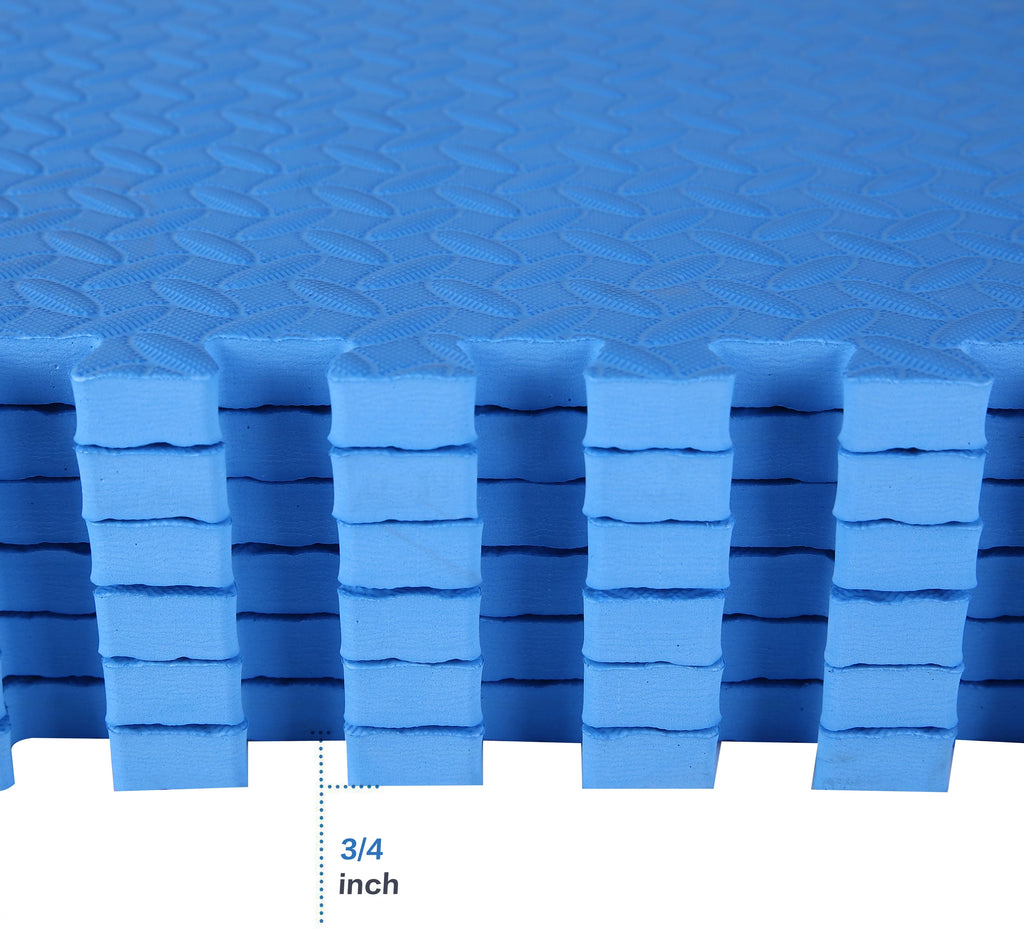 1 In. Thick EVA Foam Interlocking Exercise Mat, 18 Piece, Black Y481226