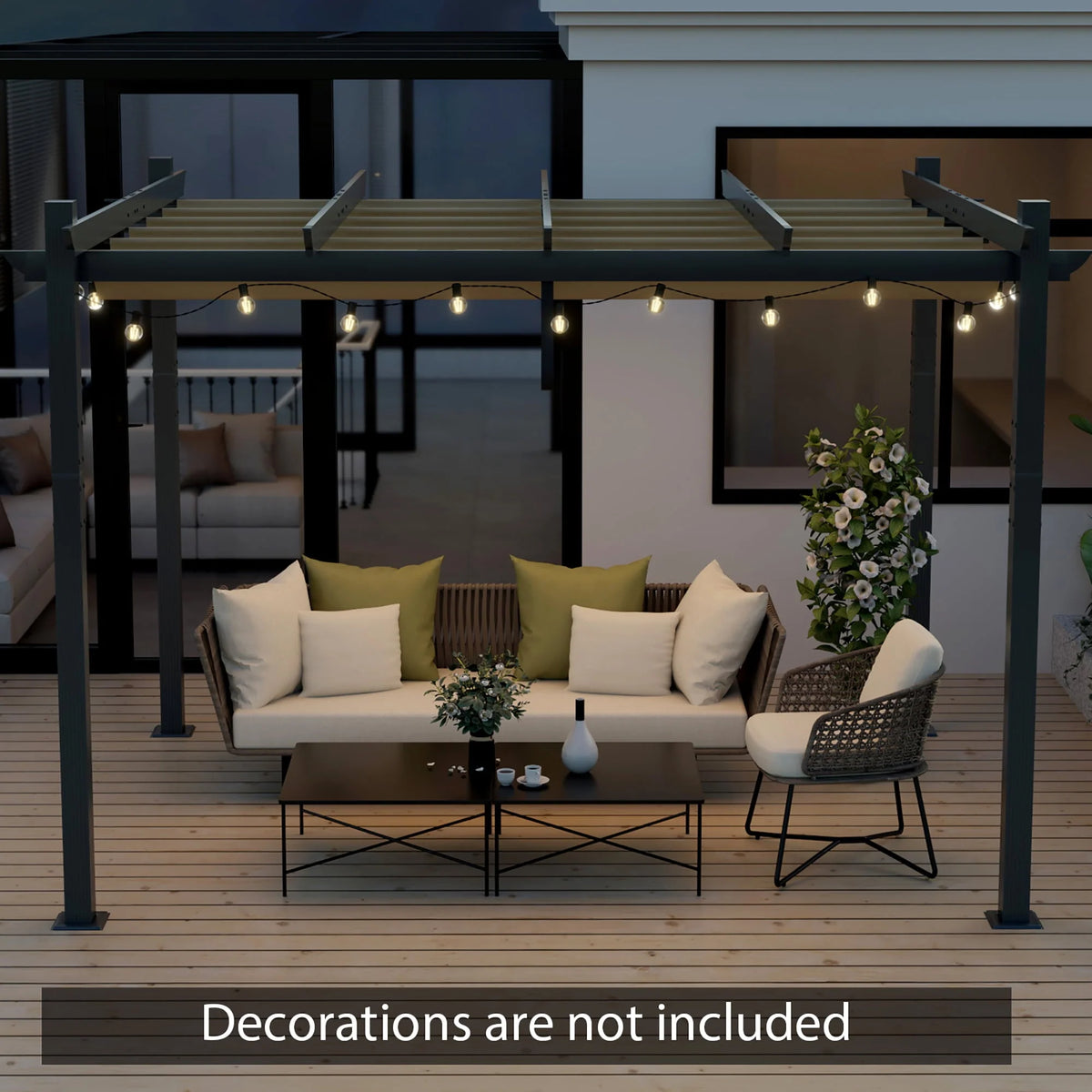 10x12ft Aluminum Retractable Pergola Canopy Shelter F411564