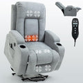 Gray Power Lift Recliner Chair with USB Charging, Cup Holders, Side Pockets, Waist Heating, 8 Point Massage I9343