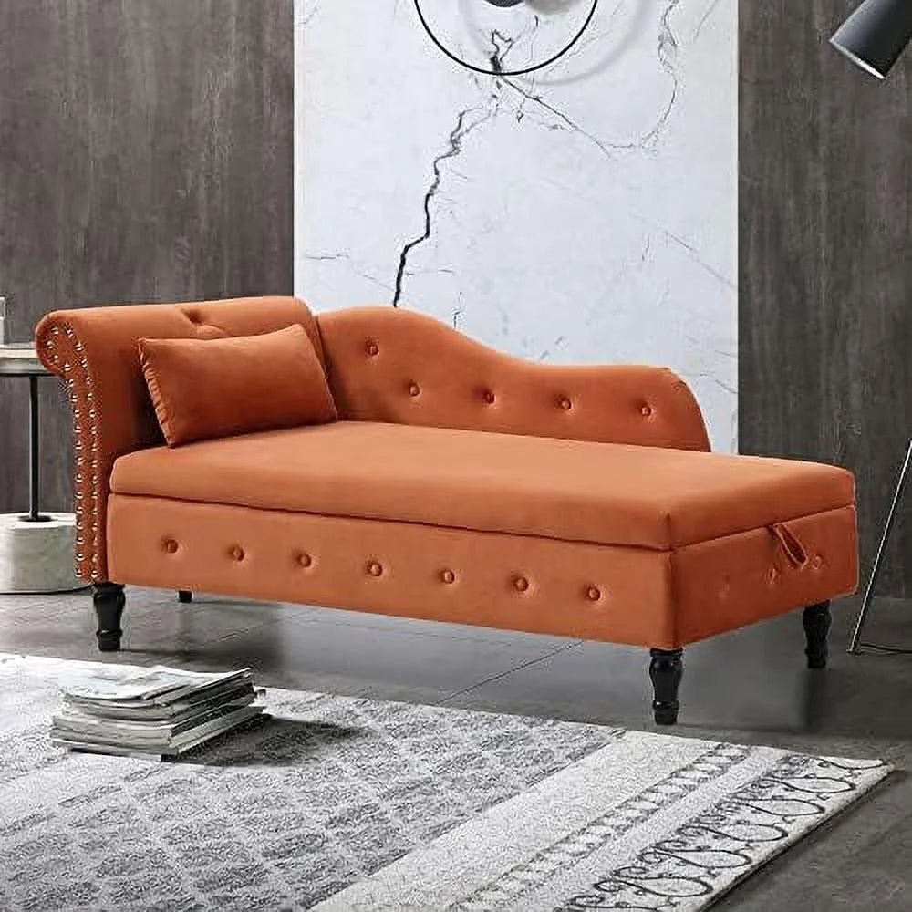 60.6" Tufted Velvet Indoor Chaise Lounge Chair E828082