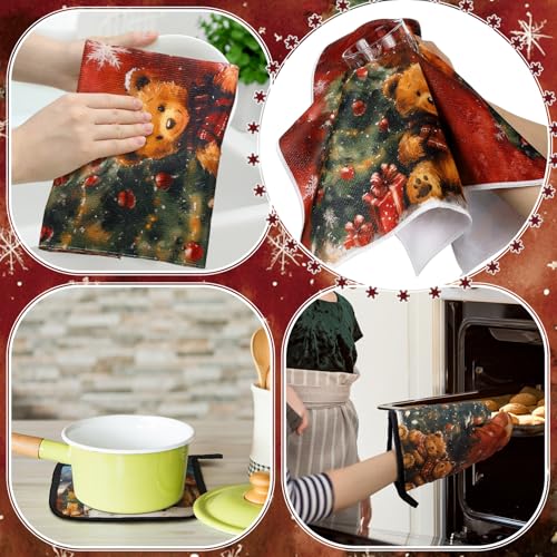 8 Pcs Christmas Kitchen Towel Oven Mitts and Pot Holders Set A821259