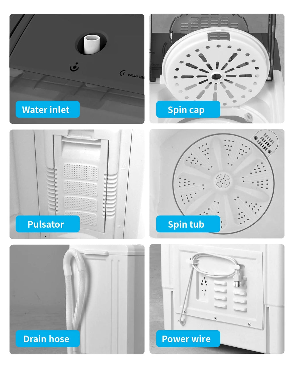Semi-automatic Twin Tub Washing Machine, 26Lbs, White & Grey C69841