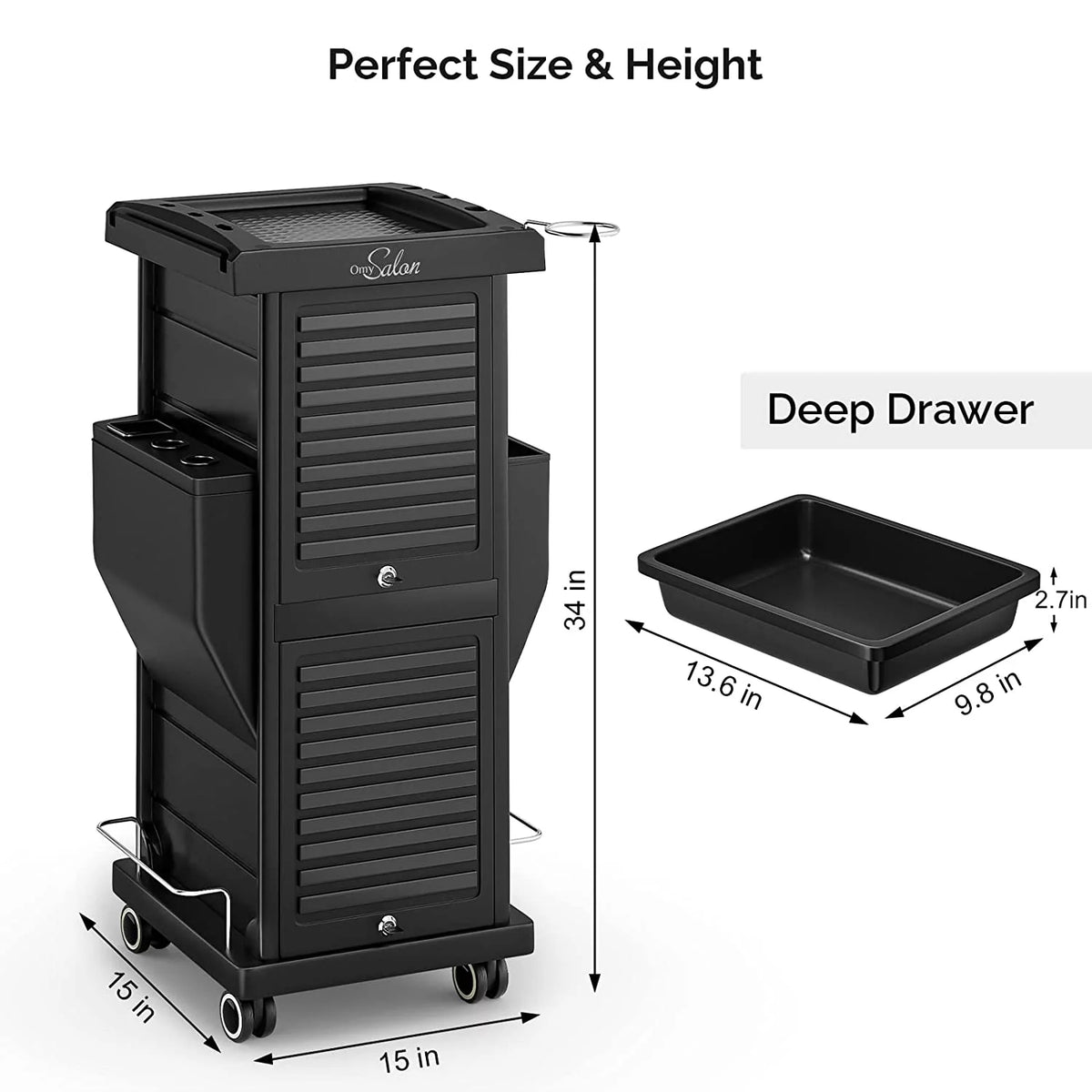 Salon Trolley with Lock 6 Drawers, Rolling Cart P4940
