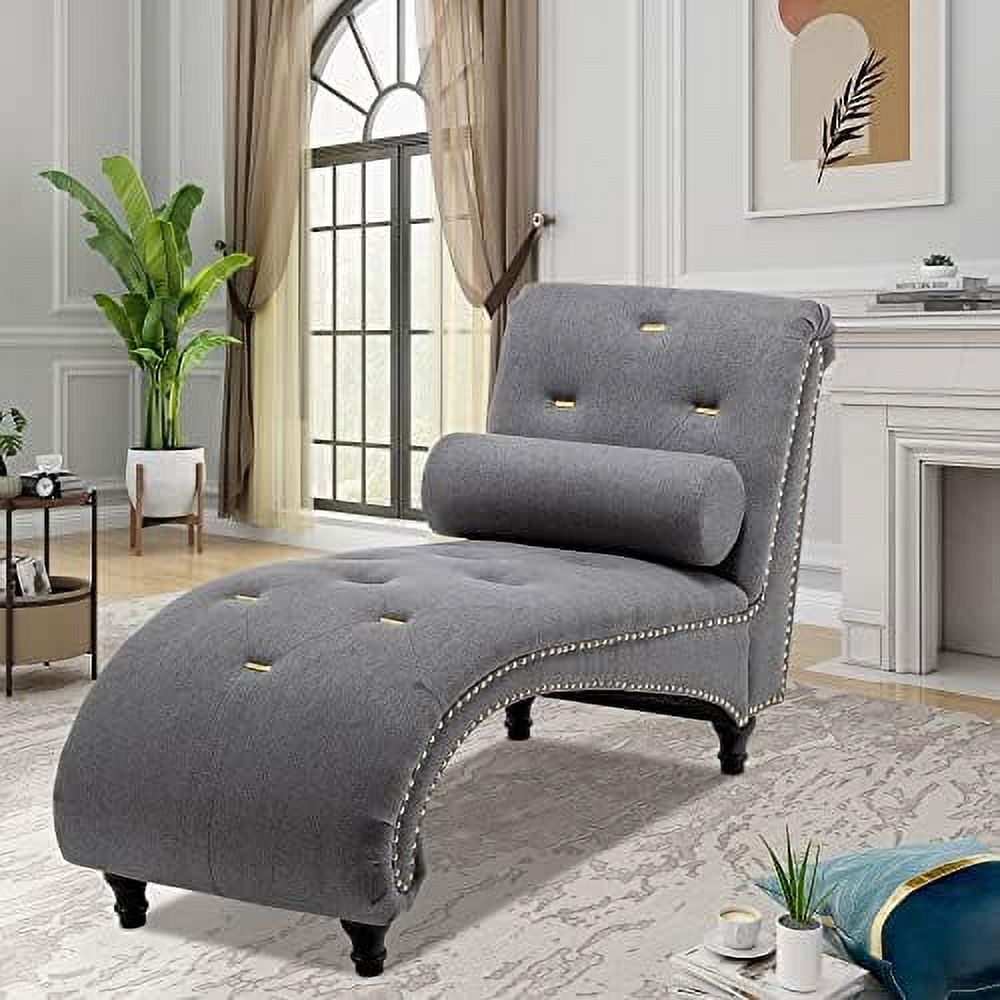 Gray Upholstered Chaise Lounge Chair L759