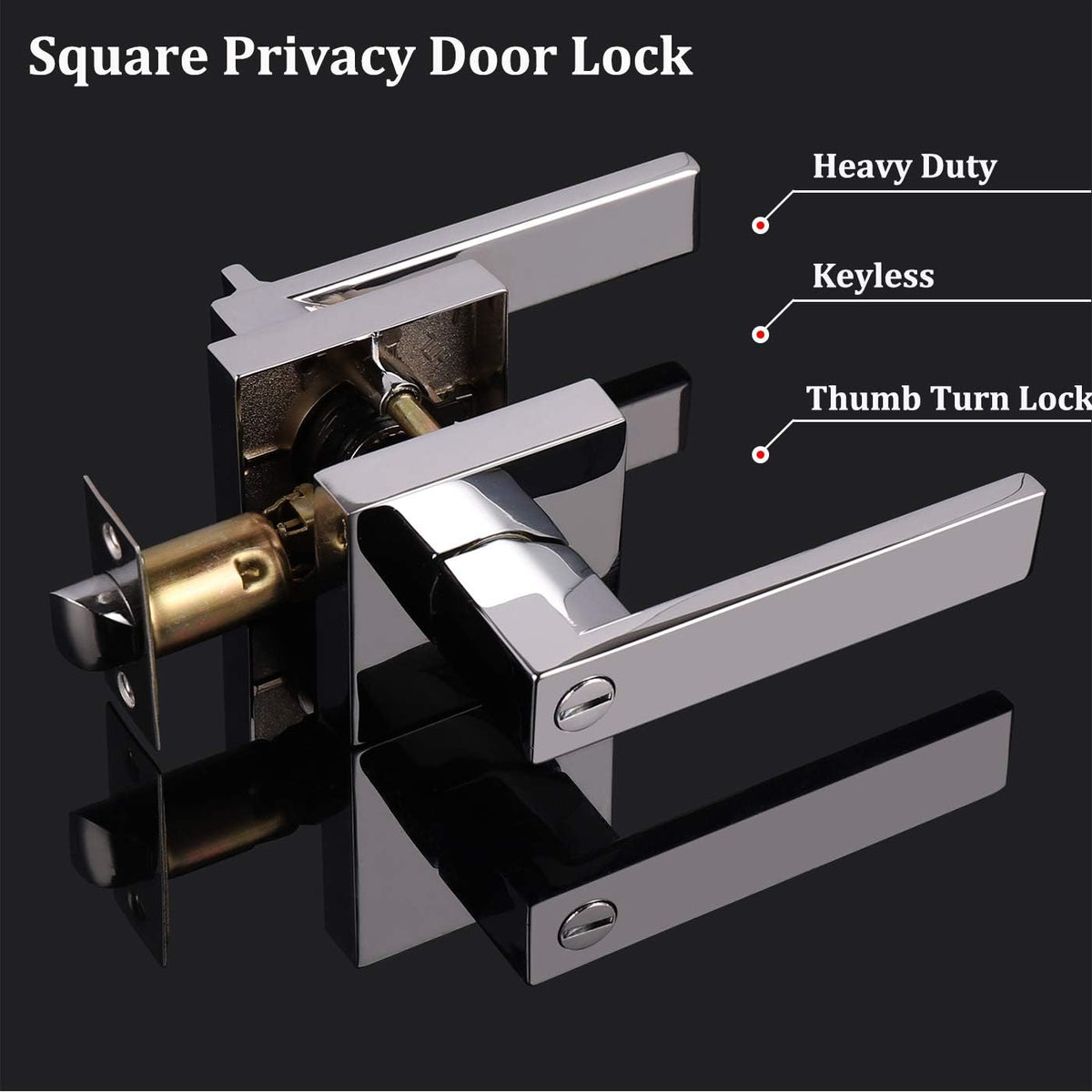 Polished Chrome Square Privacy Levers 5 Pack Z88812