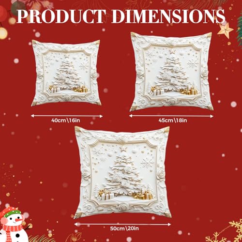 Christmas Pillow Covers Set of 4 White 20 inch K245