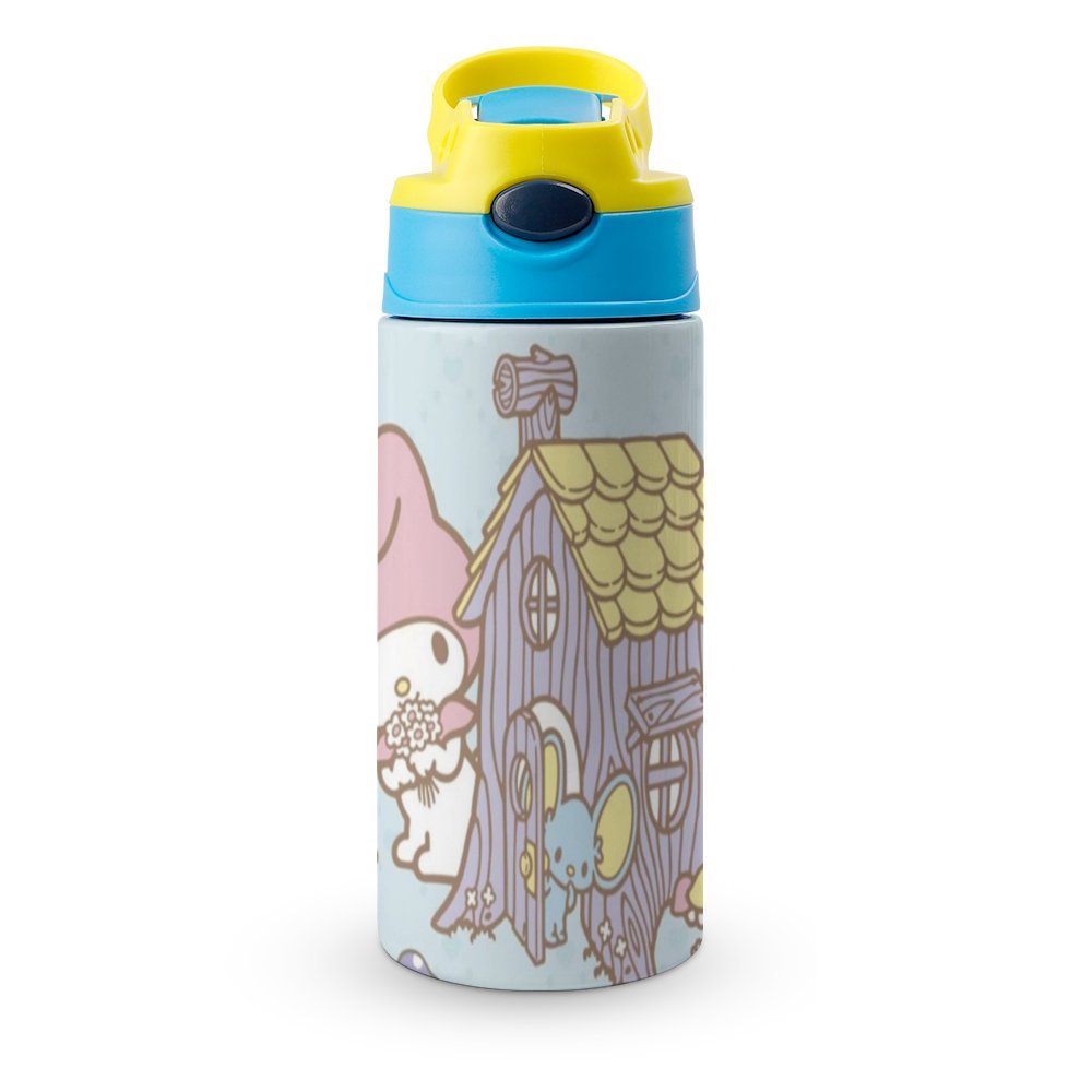 Stainless Steel Vacuum Insulated Children's Water Bottle with Straw Q490