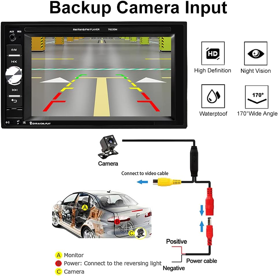 6.2 Inch Double Din Touch Screen Car Stereo with Bluetooth FM Receiver W844158