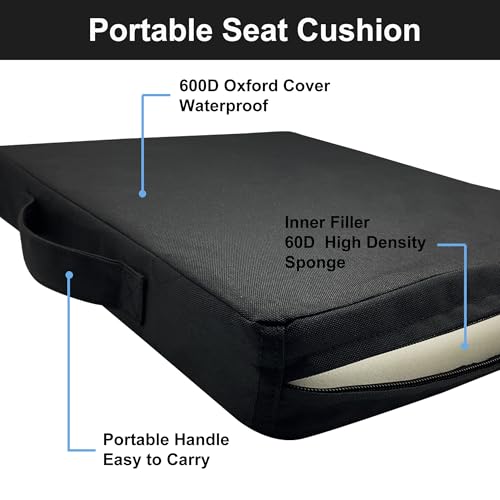 2 Inches Thick Waterproof Oxford Fabric Stadium Seat Cushions Set of 2 (Black) Z626
