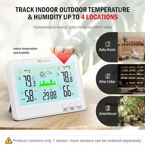 Black Wireless Thermometer Hygrometer Weather Station E55716