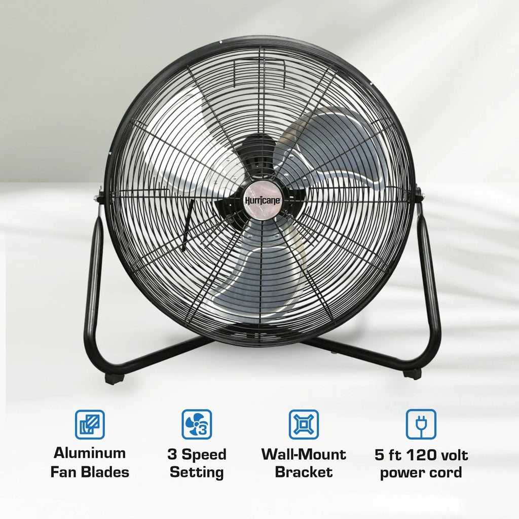 20 Inch High Velocity Metal Stand Fan, Black F155