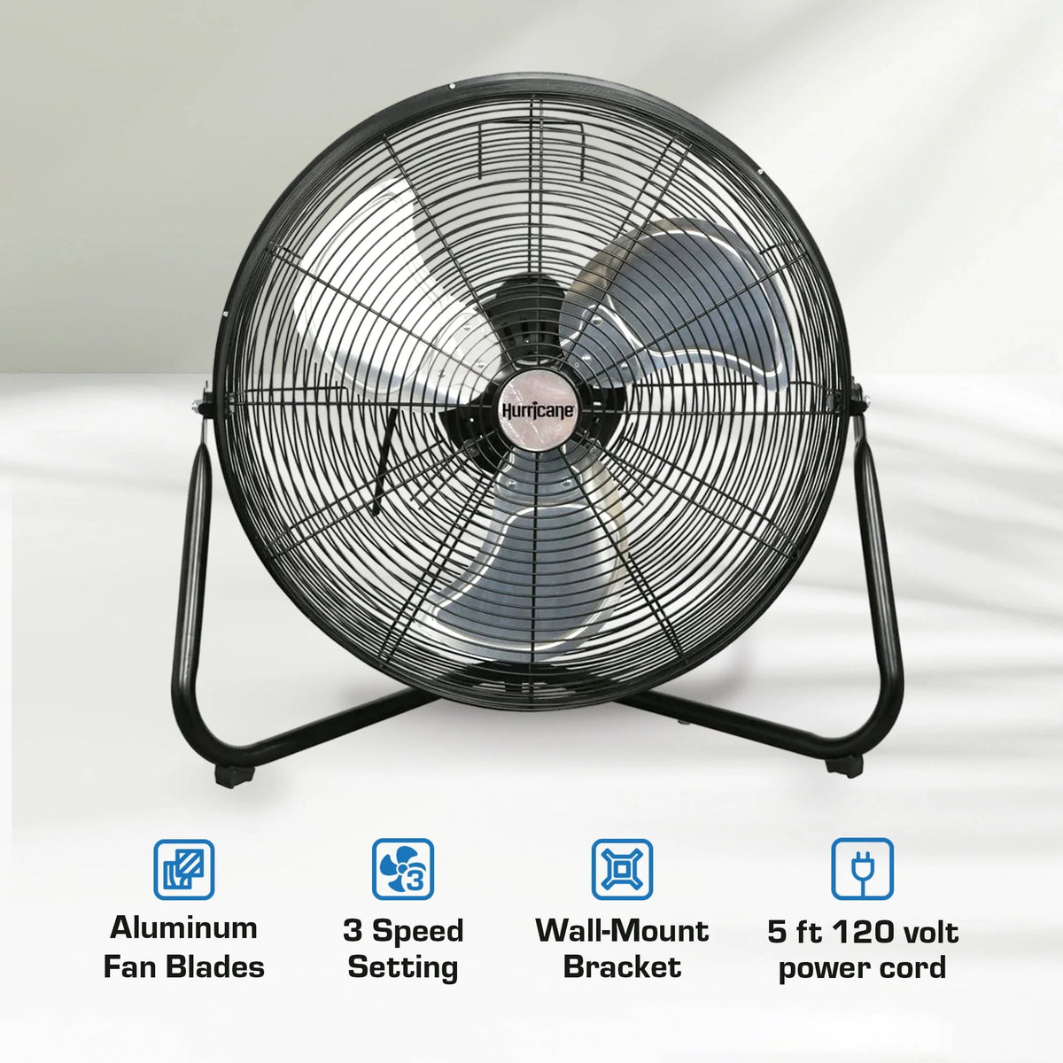 20 Inch High Velocity Metal Stand Fan, Black F155