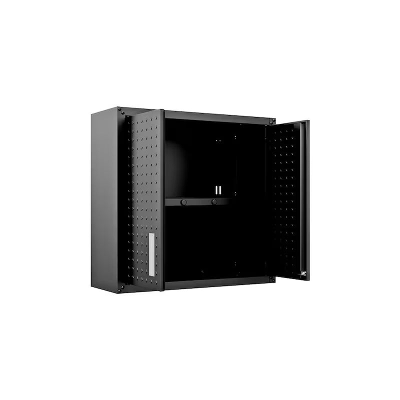 2-Shelf Wall Mount Metal Garage Cabinet in Charcoal Grey M3294