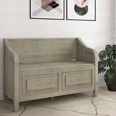 Distressed Gray Wood Flip Top Storage Bench R518