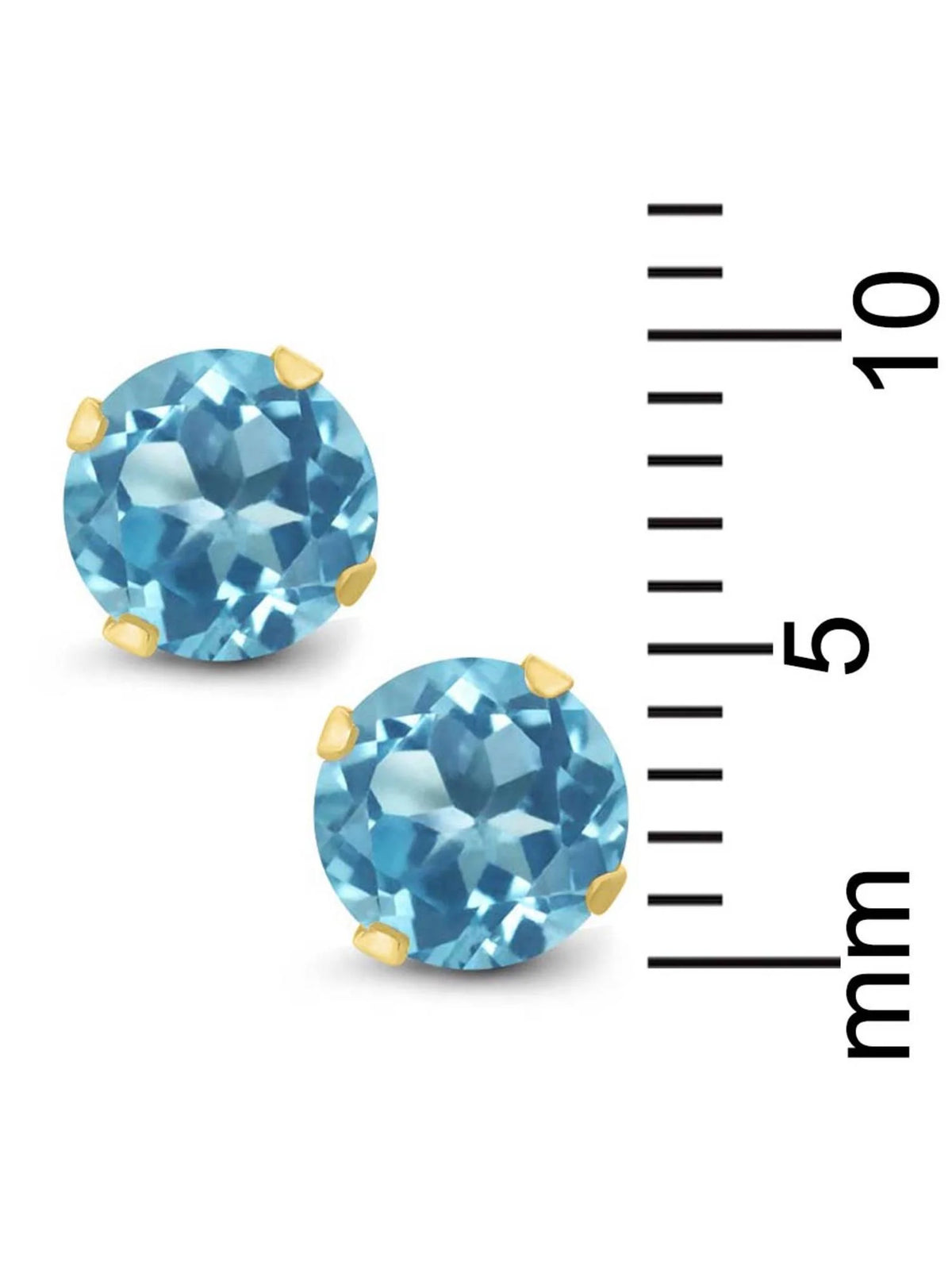 14K Yellow Gold Blue Topaz Stud Earrings R770