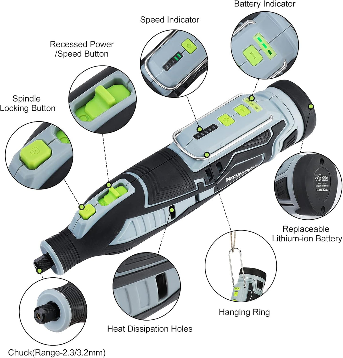 12V Cordless Rotary Tool Kit, 114 Accessories, Pack of 2 T9846