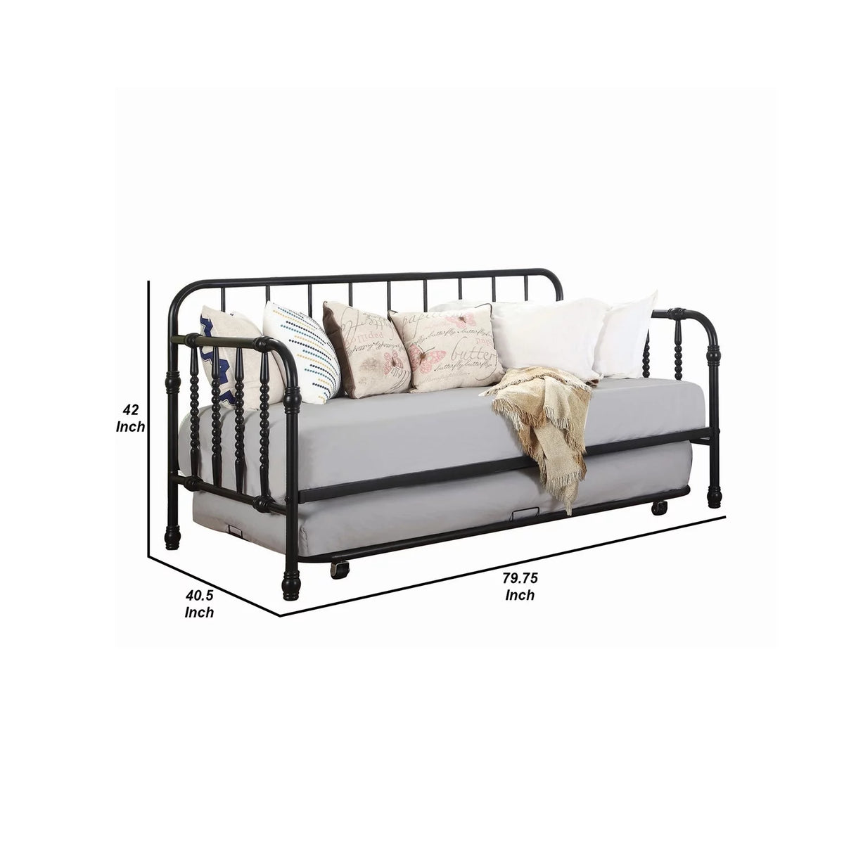 Metal Twin Size Daybed with Trundle T851