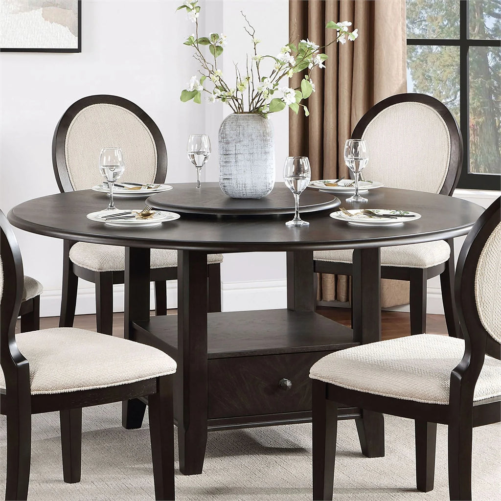 Round Wood Dining Table with Bottom Shelf T246360