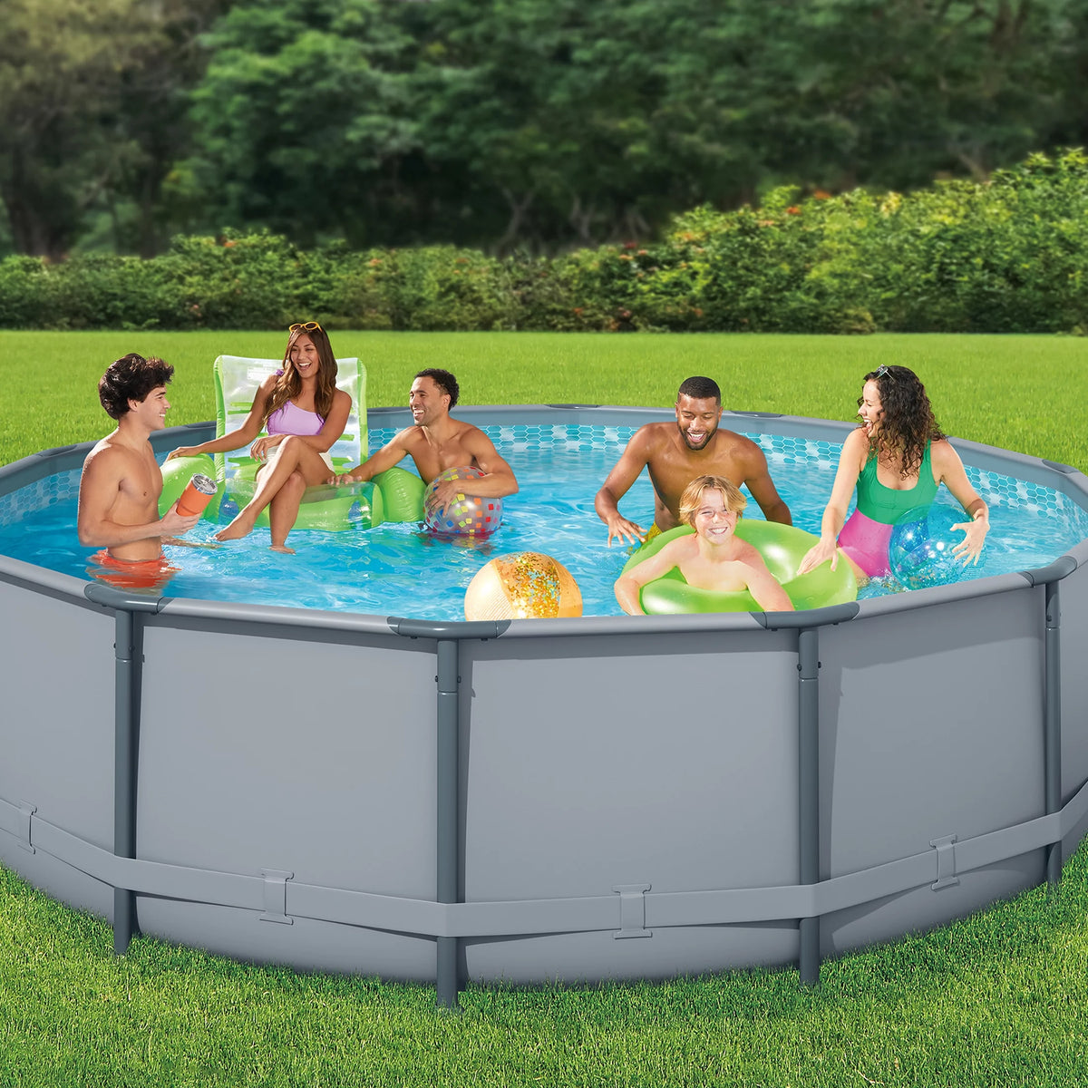 14 ft Round Metal Frame Above Ground Swimming Pool O718194