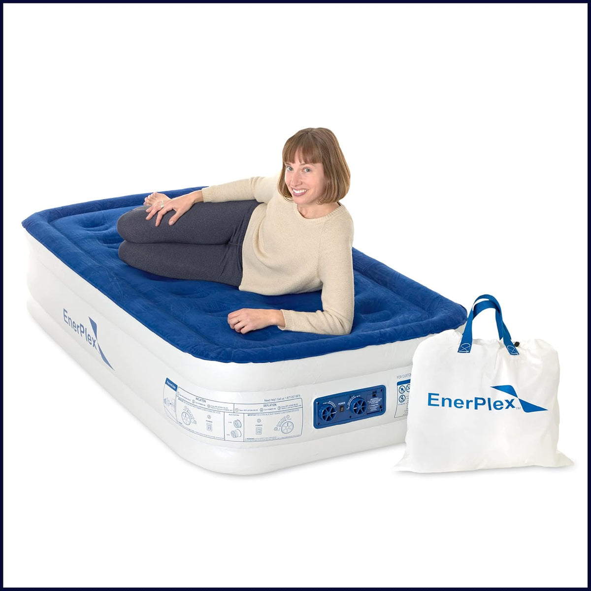 Luxury 13 Inflatable Twin Air Mattress with Built-in Dual Pump B417111