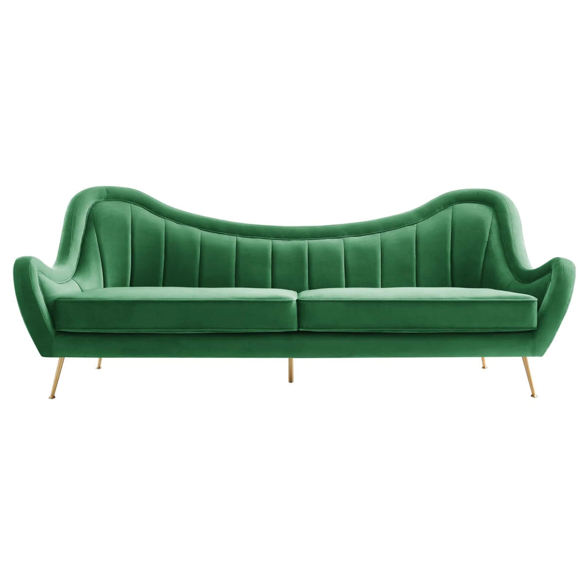 Velvet and Stainless Steel Sofa in Emerald Green Q8885