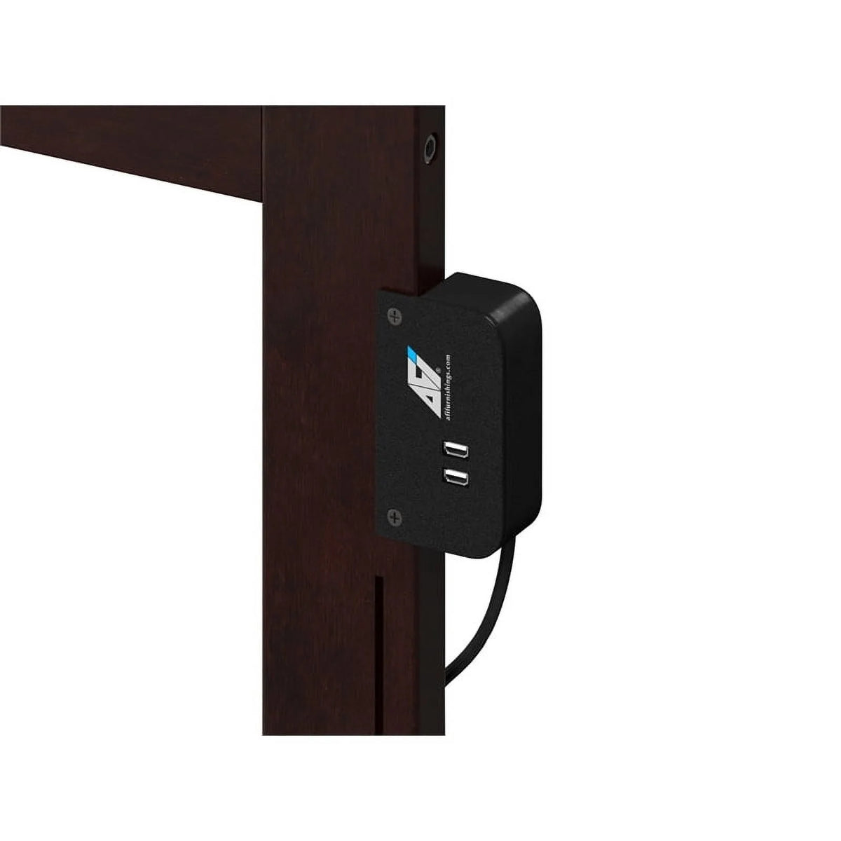 Solid Wood Twin Bed with USB Charger in Espresso L6283