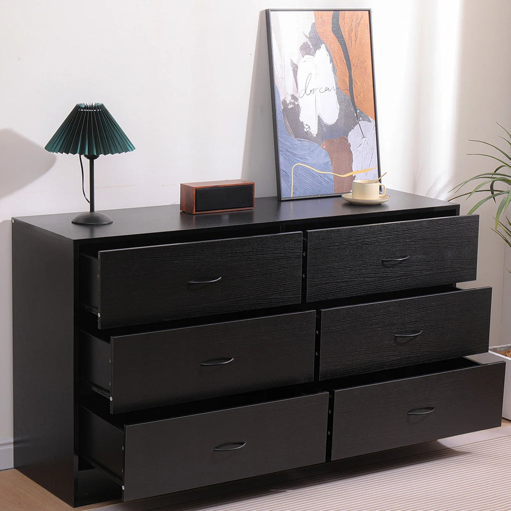 Black 6 Drawer Dresser D237