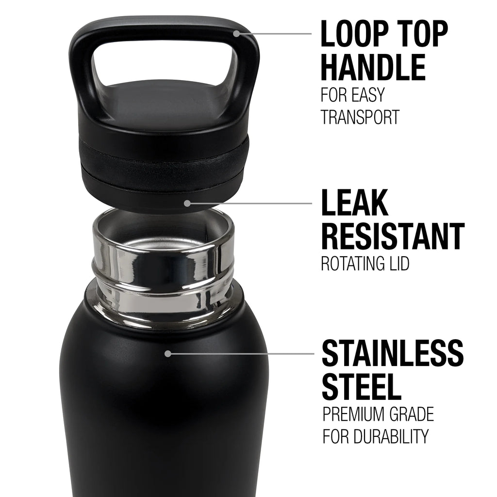 24 oz Insulated Stainless Steel Water Bottle with Loop Cap U5799