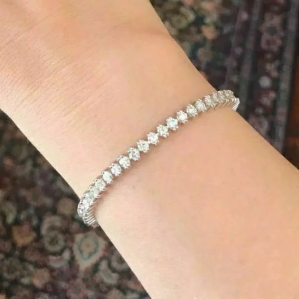 14K White Gold Plated Tennis Bracelet B492956