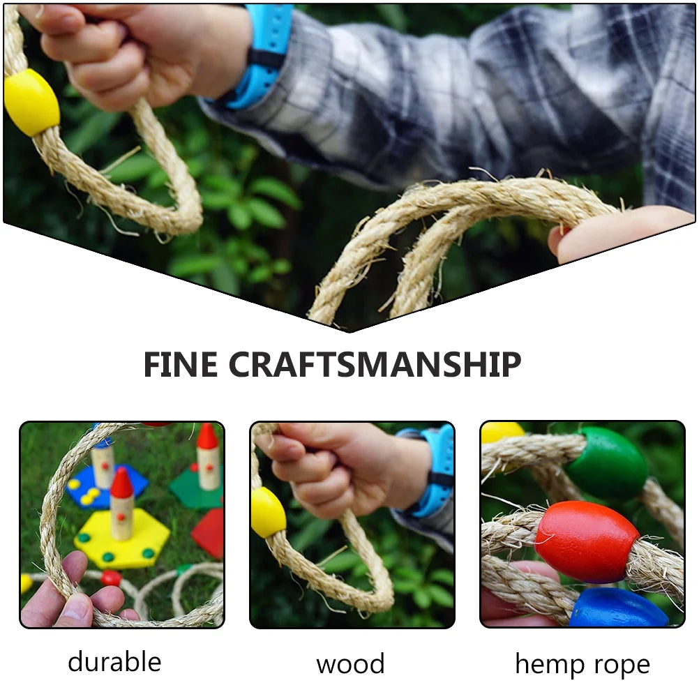Natural Rope Ring Toss Game Toy 8 PCS M587