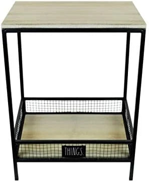 Solid Wood and Metal End Table Nightstand G195