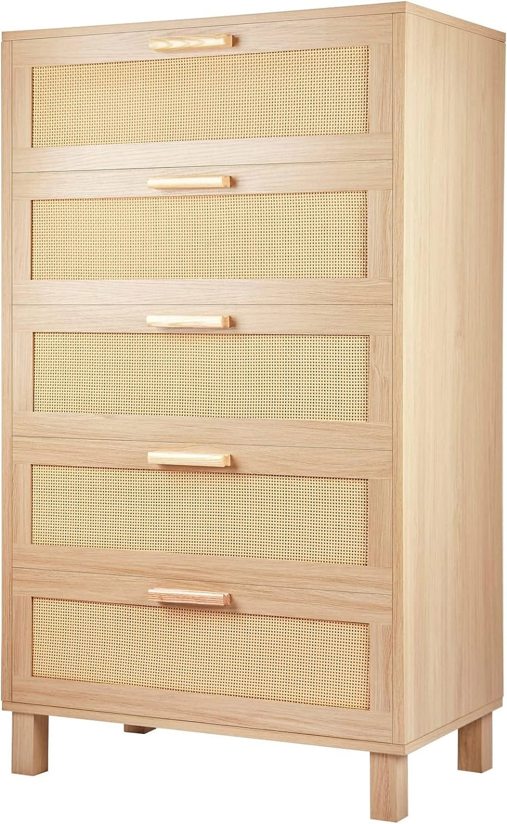 Oak 5 Drawer Rattan Dresser S91430