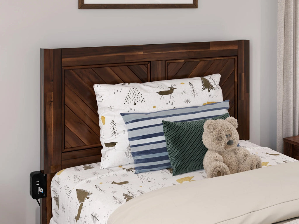 Twin Solid Wood Headboard with Attachable Charger J636471