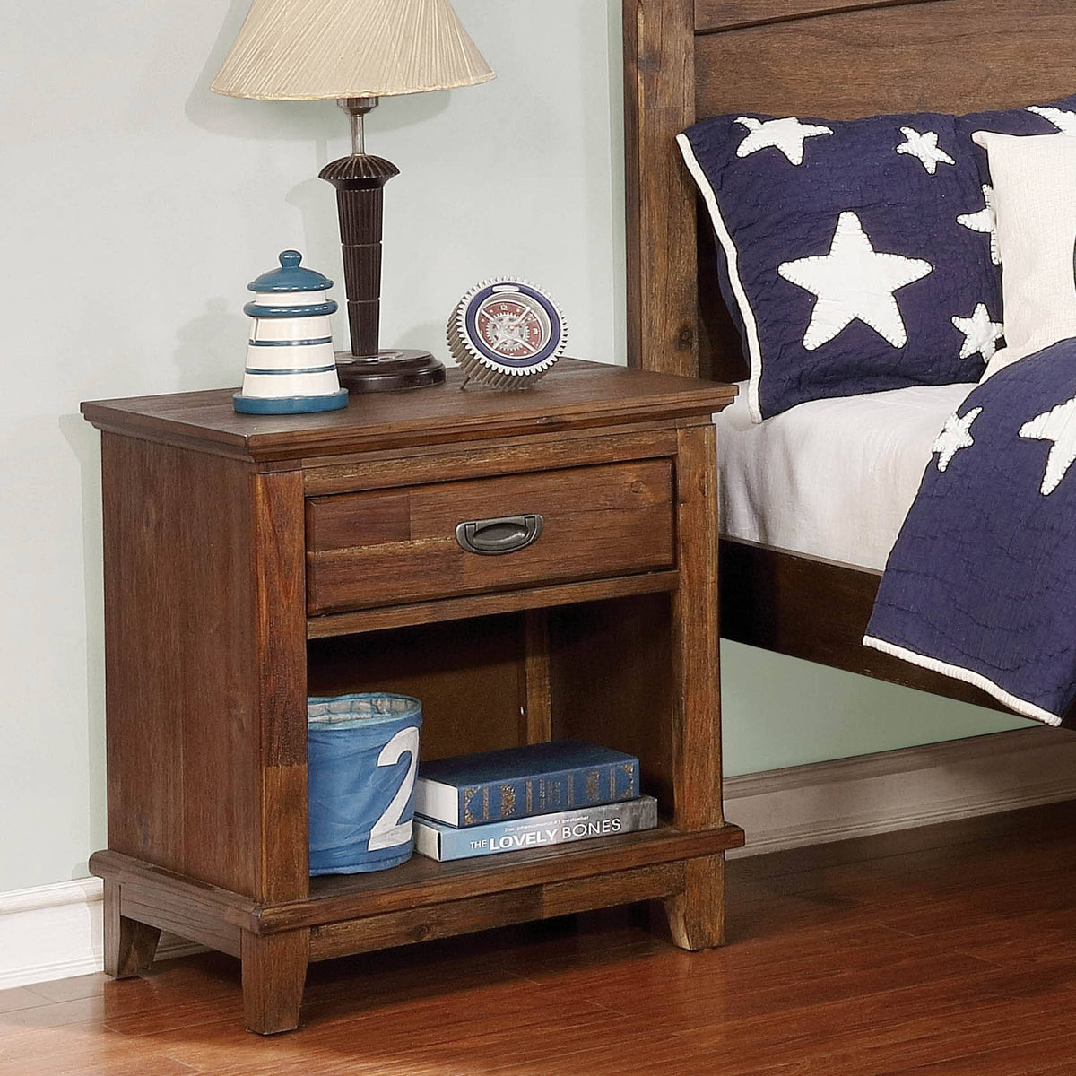 Dark Oak 1-Drawer Nightstand D816499