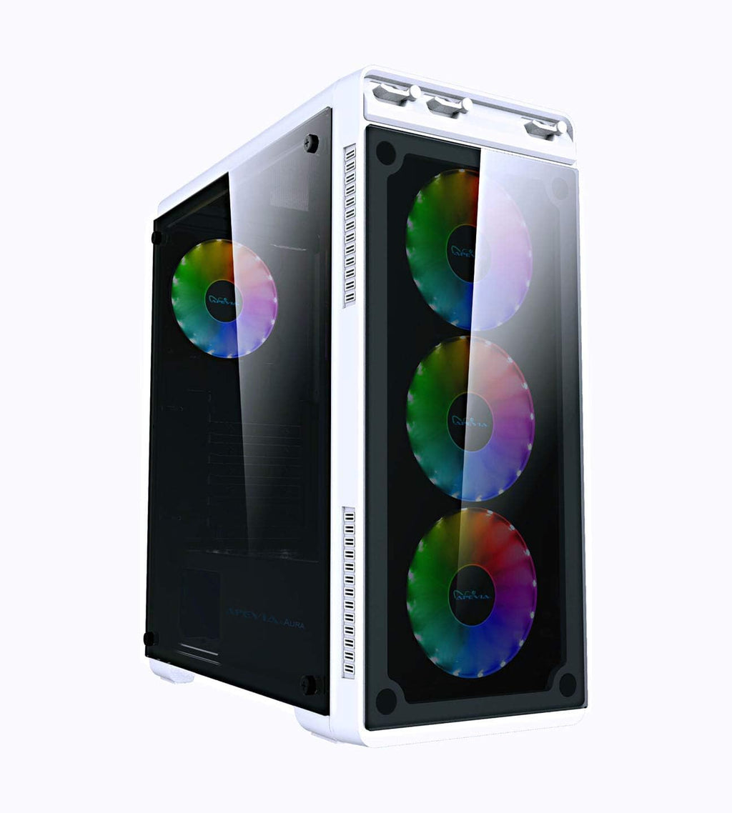 Black Mid Tower Gaming Case with Tempered Glass Panel and RGB Fans J166313
