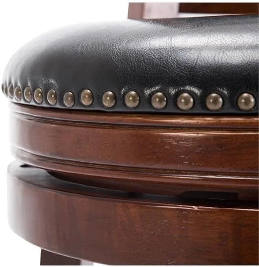 29" Mid-Century Faux Leather Swivel Stool U979104