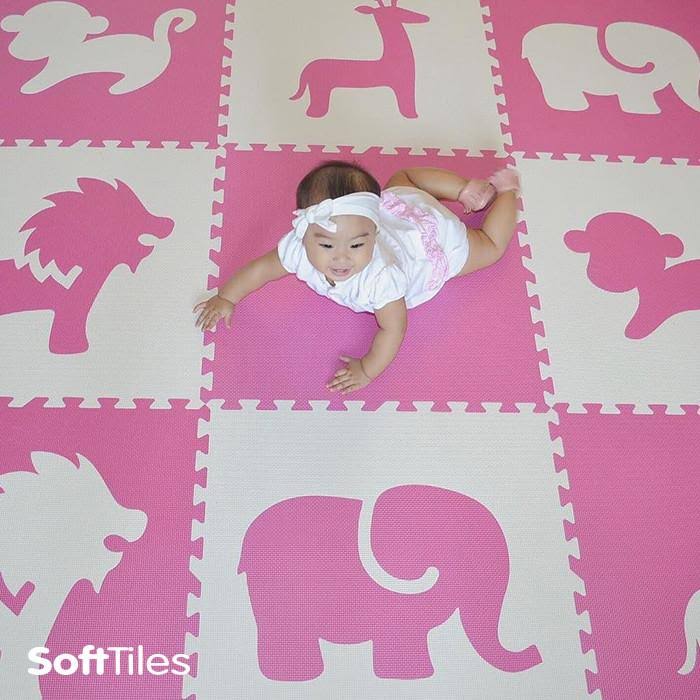 Dark Pink White Kids Play Mat Sets I953