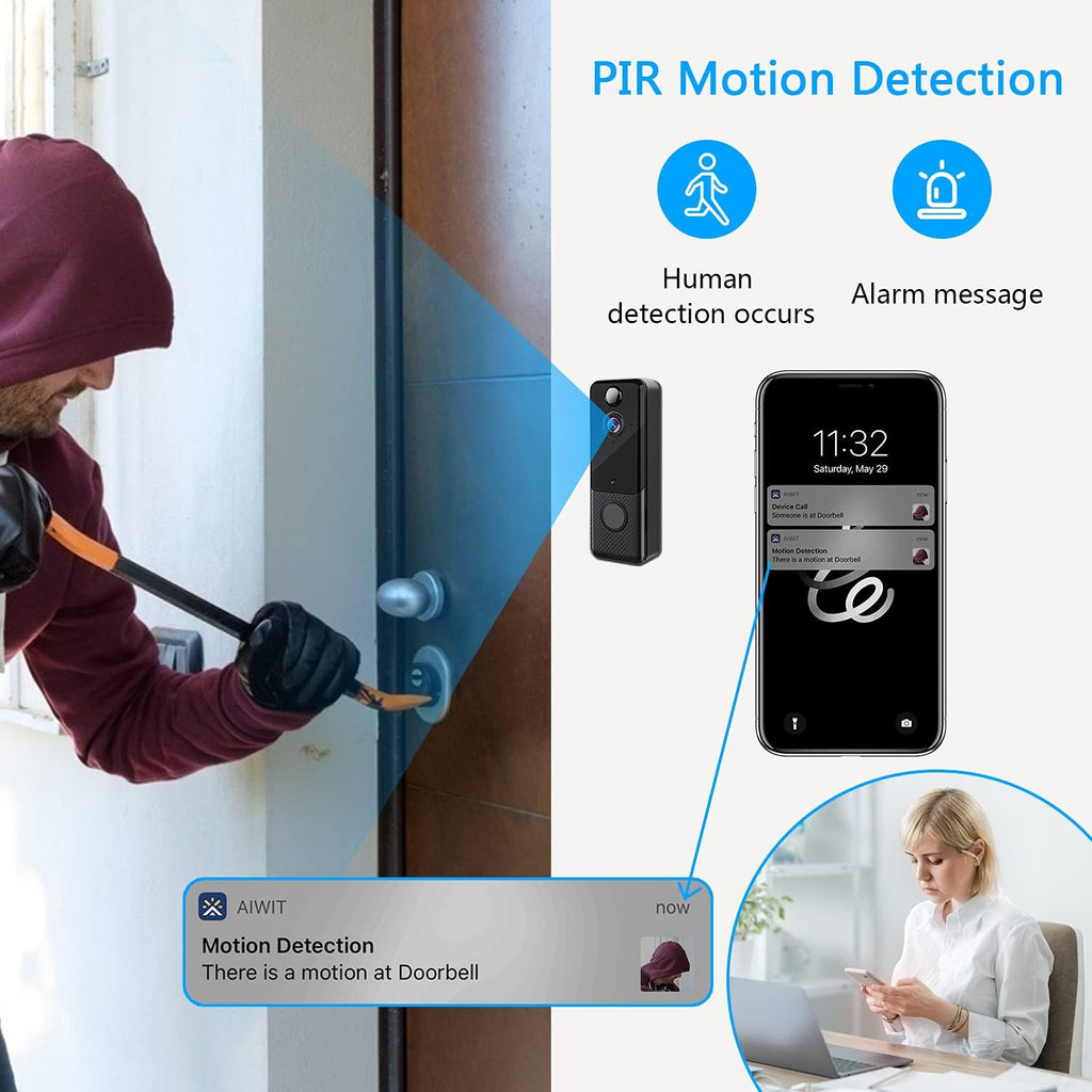 Video Doorbell Camera 1080P Wireless Pack of 2 O66294