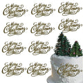 Gold Acrylic Mirror Christmas Cake Toppers 10Pcs P51291