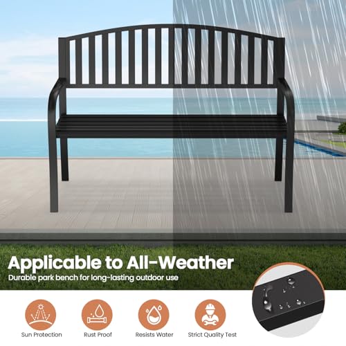 Weatherproof Anti-Rust Wrought Iron Outdoor Garden Bench M312613