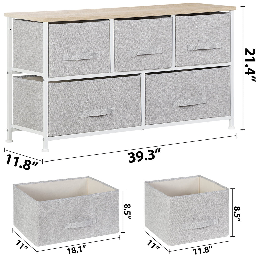 Brown 5 Drawer Fabric Dresser Q13509