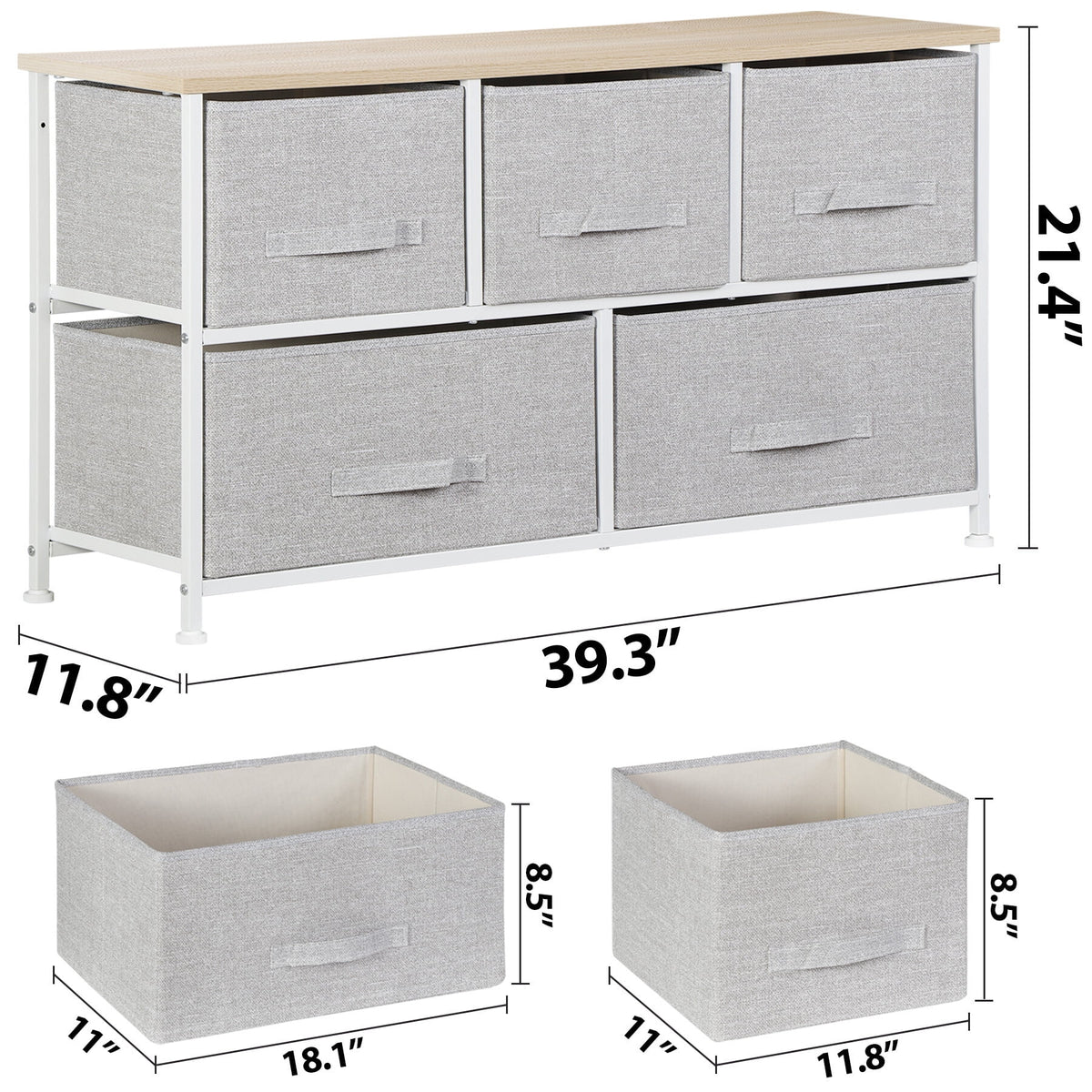 Brown 5 Drawer Fabric Dresser Q13509