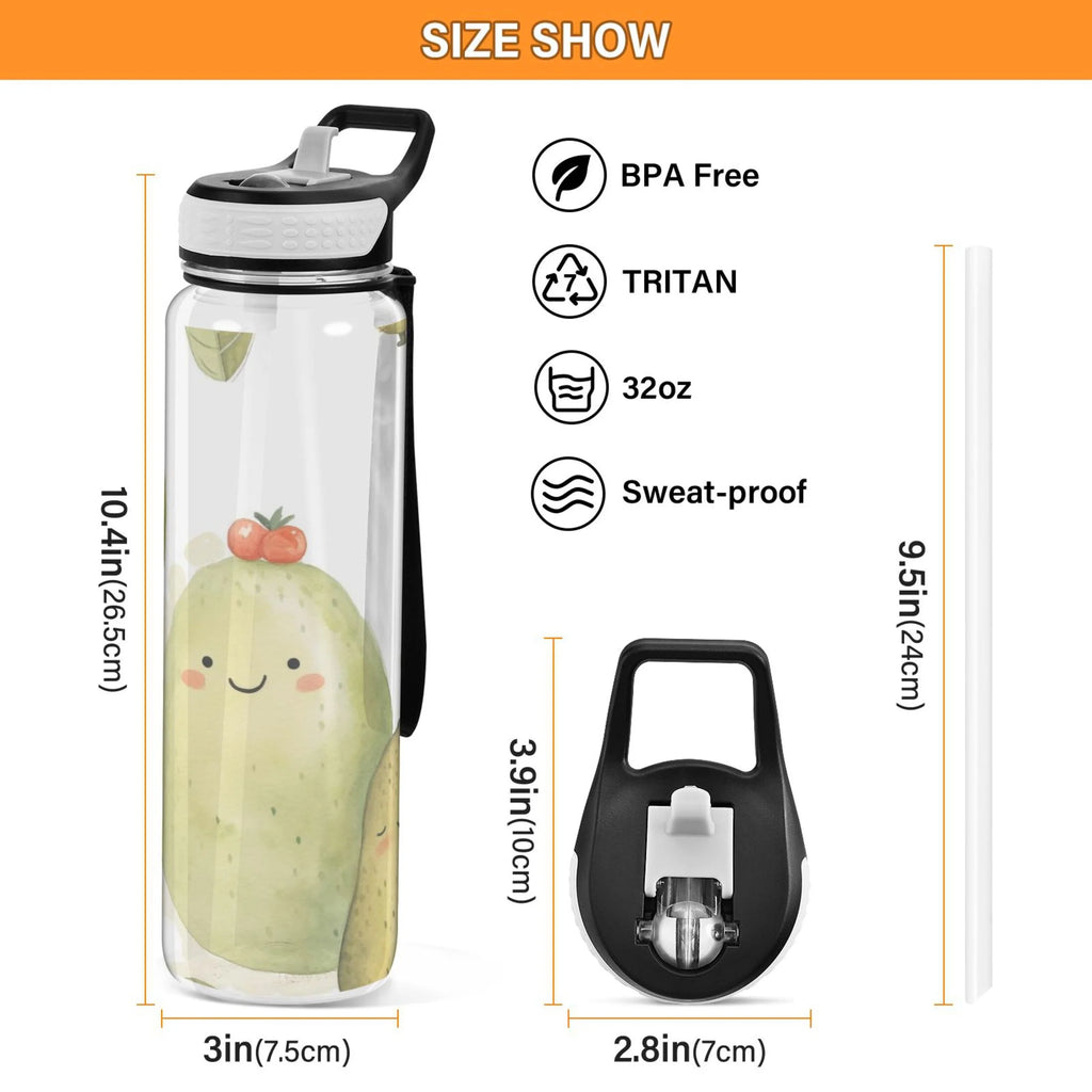 32oz Tritan Clear Water Bottle with Straw Y2908