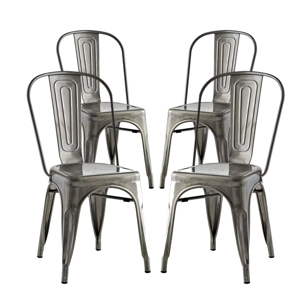 Set of 4 Silver Metal Dining Chair F59954
