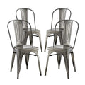 Set of 4 Silver Metal Dining Chair F59954
