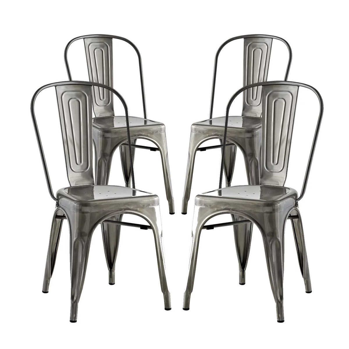 Set of 4 Silver Metal Dining Chair F59954