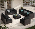 9 Pieces PE Wicker Rattan Outdoor Sofa Set J12921