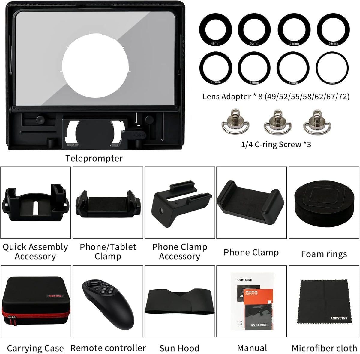 10 Folding Teleprompter for DSLR Smartphone and Tablet T12928